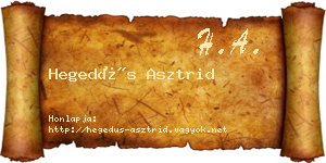 Hegedűs Asztrid névjegykártya